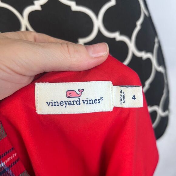 Vineyard Vines Red Tartan Plaid Sleeveless Aline Preppy Wool Blend Dress Size 4 - Picture 4 of 9